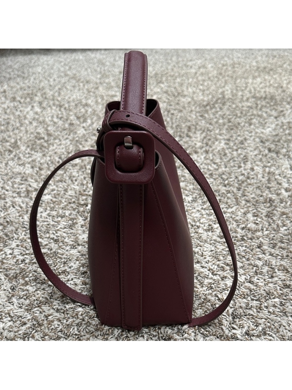 Mango Deep Burgundy Shopper Bag - Picture 2 of 5